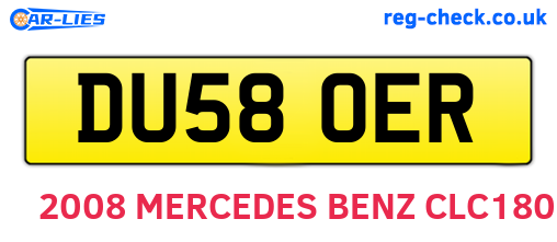 DU58OER are the vehicle registration plates.