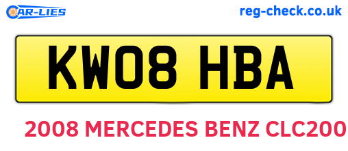 KW08HBA are the vehicle registration plates.