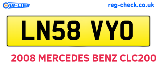 LN58VYO are the vehicle registration plates.