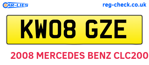 KW08GZE are the vehicle registration plates.