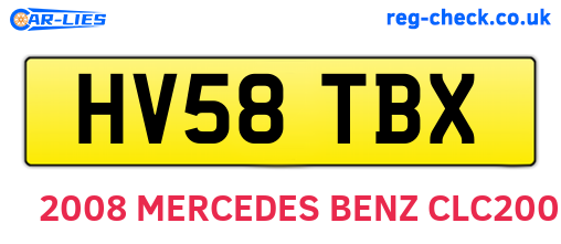 HV58TBX are the vehicle registration plates.
