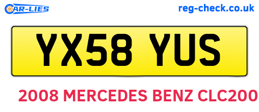 YX58YUS are the vehicle registration plates.