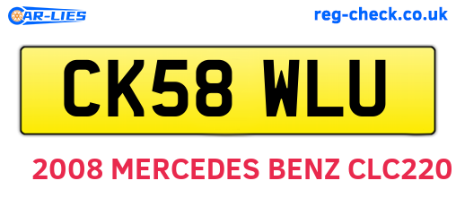 CK58WLU are the vehicle registration plates.