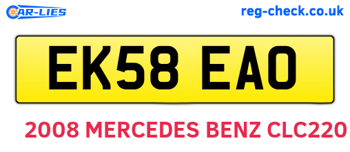EK58EAO are the vehicle registration plates.