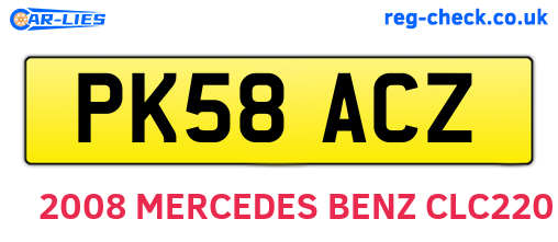 PK58ACZ are the vehicle registration plates.