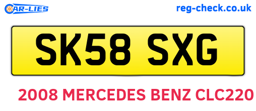 SK58SXG are the vehicle registration plates.