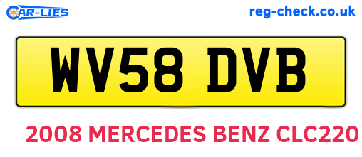 WV58DVB are the vehicle registration plates.