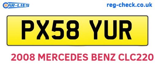 PX58YUR are the vehicle registration plates.