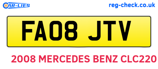 FA08JTV are the vehicle registration plates.