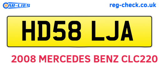HD58LJA are the vehicle registration plates.
