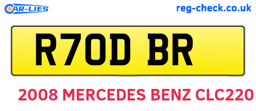 R70DBR are the vehicle registration plates.