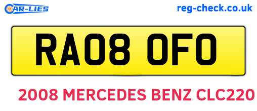 RA08OFO are the vehicle registration plates.