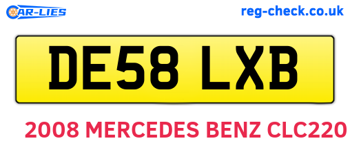 DE58LXB are the vehicle registration plates.