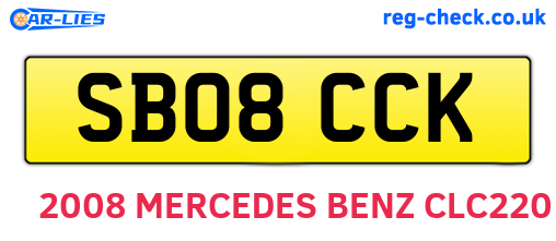 SB08CCK are the vehicle registration plates.