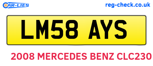 LM58AYS are the vehicle registration plates.