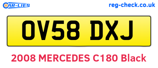 OV58DXJ are the vehicle registration plates.