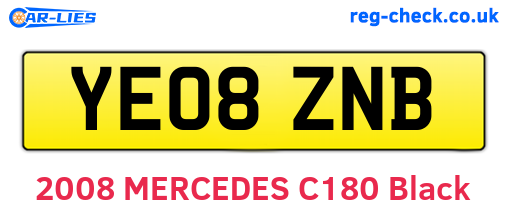 YE08ZNB are the vehicle registration plates.