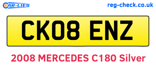 CK08ENZ are the vehicle registration plates.
