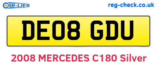 DE08GDU are the vehicle registration plates.