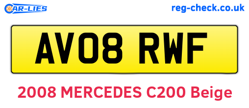 AV08RWF are the vehicle registration plates.