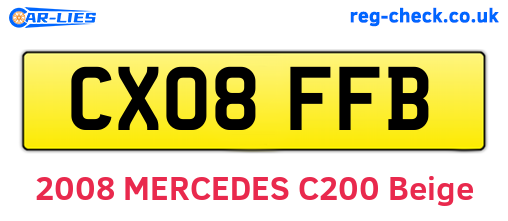CX08FFB are the vehicle registration plates.