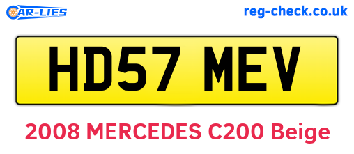 HD57MEV are the vehicle registration plates.