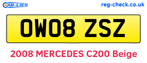 OW08ZSZ are the vehicle registration plates.
