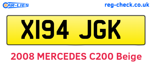 X194JGK are the vehicle registration plates.