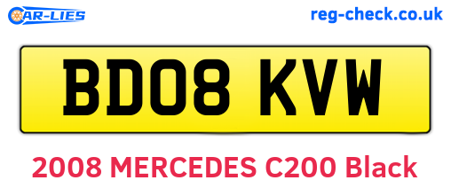 BD08KVW are the vehicle registration plates.