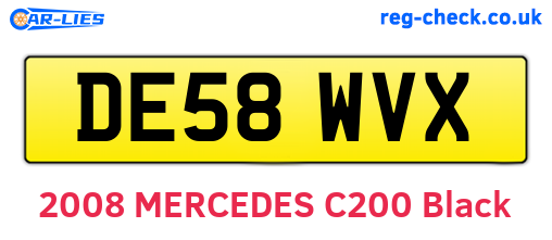 DE58WVX are the vehicle registration plates.