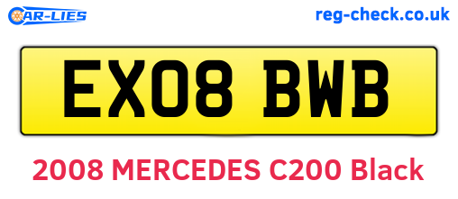 EX08BWB are the vehicle registration plates.