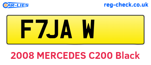 F7JAW are the vehicle registration plates.
