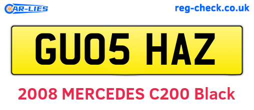 GU05HAZ are the vehicle registration plates.