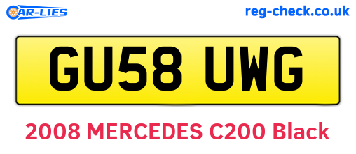 GU58UWG are the vehicle registration plates.