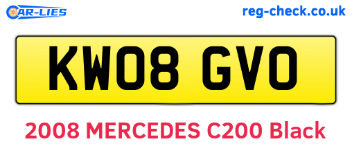 KW08GVO are the vehicle registration plates.