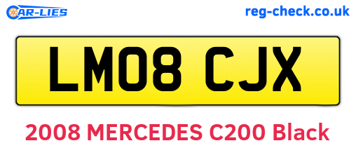 LM08CJX are the vehicle registration plates.
