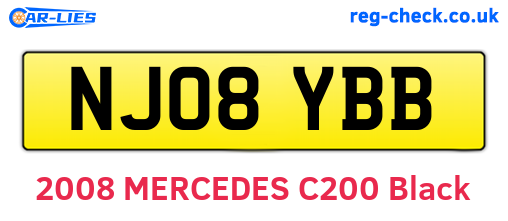 NJ08YBB are the vehicle registration plates.