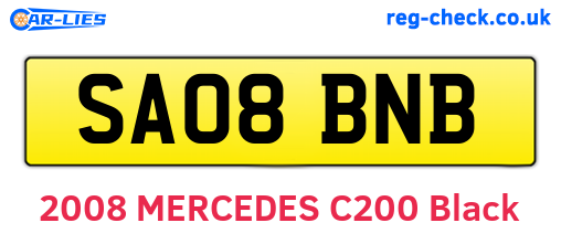 SA08BNB are the vehicle registration plates.