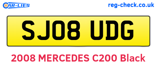 SJ08UDG are the vehicle registration plates.