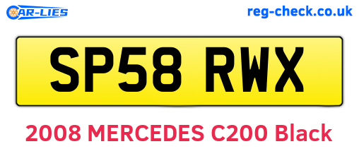 SP58RWX are the vehicle registration plates.