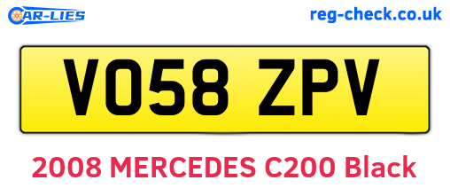 VO58ZPV are the vehicle registration plates.