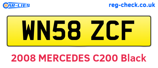 WN58ZCF are the vehicle registration plates.