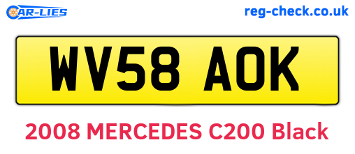 WV58AOK are the vehicle registration plates.