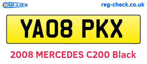 YA08PKX are the vehicle registration plates.