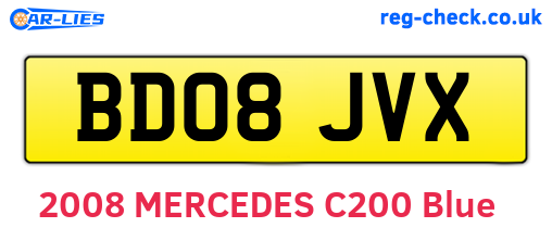 BD08JVX are the vehicle registration plates.