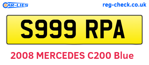 S999RPA are the vehicle registration plates.