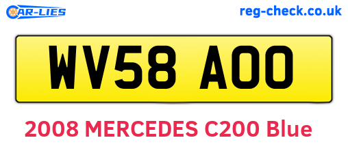 WV58AOO are the vehicle registration plates.