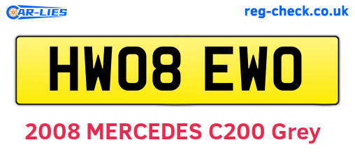 HW08EWO are the vehicle registration plates.