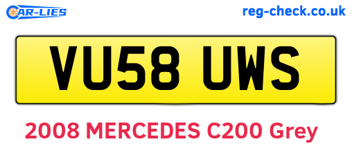 VU58UWS are the vehicle registration plates.