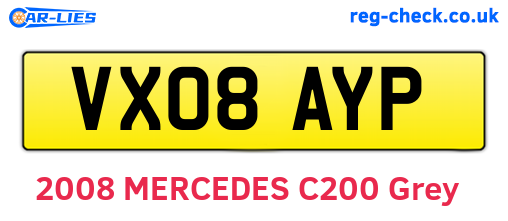 VX08AYP are the vehicle registration plates.